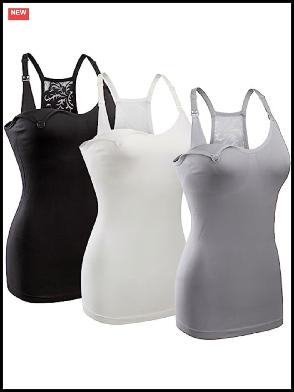 Nursing Tank Top Cami Maternity Bra Breastfeeding Shirt Adjustable Straps